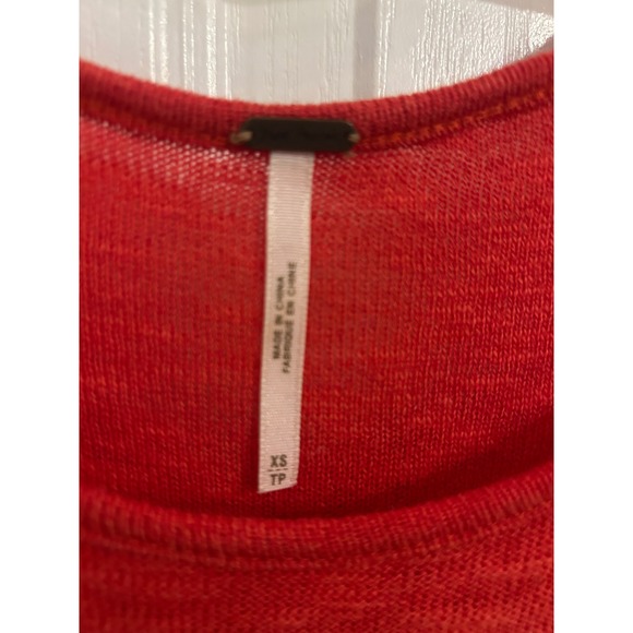 Free People Red Multi Color Striped Boho Knit Mini Dress Tunic XS - Picture 3 of 8